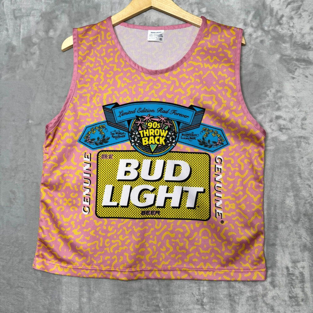 Bud Light Tank Mens S/M 90s Throwback Pink Limited Edition Rad Forever Unisex